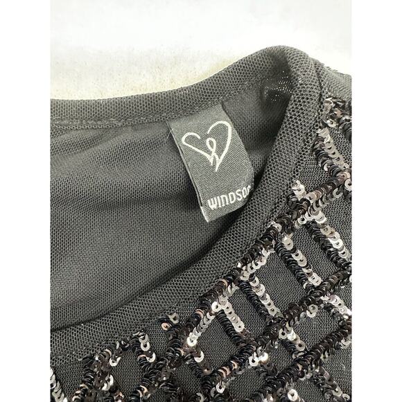 Windsor Black Sequin Mini Dress Formal Semi Formal Size Small Stunning Long Sl - Picture 5 of 10